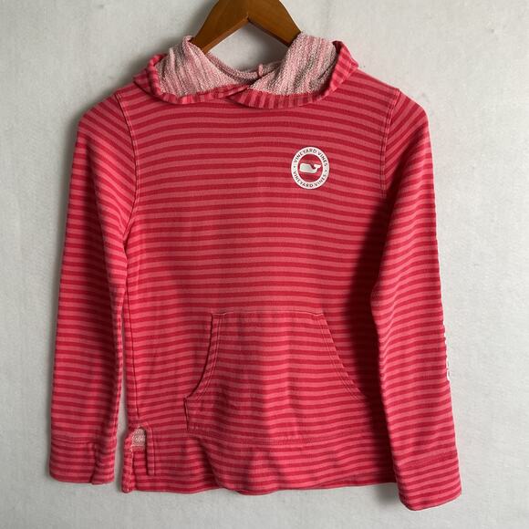 Vineyard Vines Kids Size M Long Sleeve Pink Striped Hoodie - Picture 2 of 10